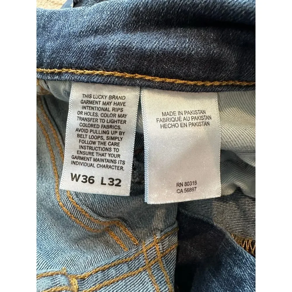Lucky Brand 221 Straight Jeans Mens 36x32 Blue Denim Classic Fit